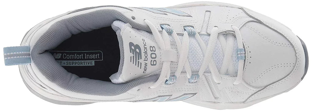 New Balance Gentlemen 608v5 Casual Comfort Cross, White/Light Blue, Size 10.5 oS05