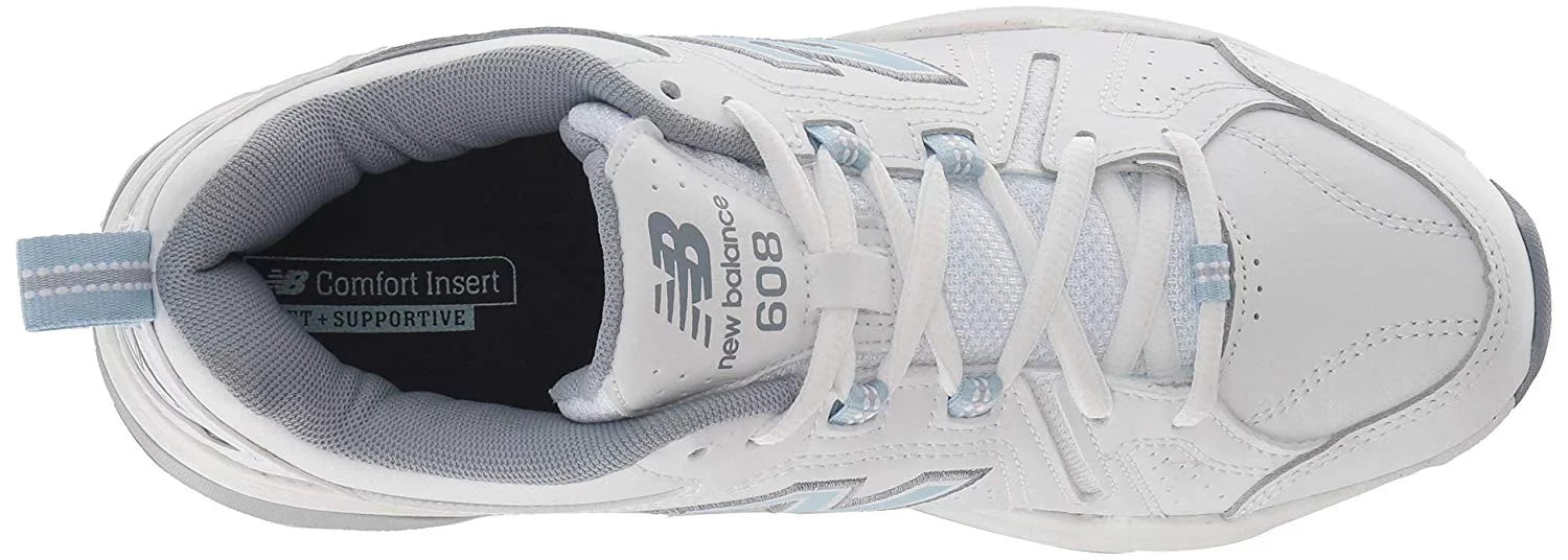 New Balance Gentlemen 608v5 Casual Comfort Cross, White/Light Blue, Size 10.5 oS05
