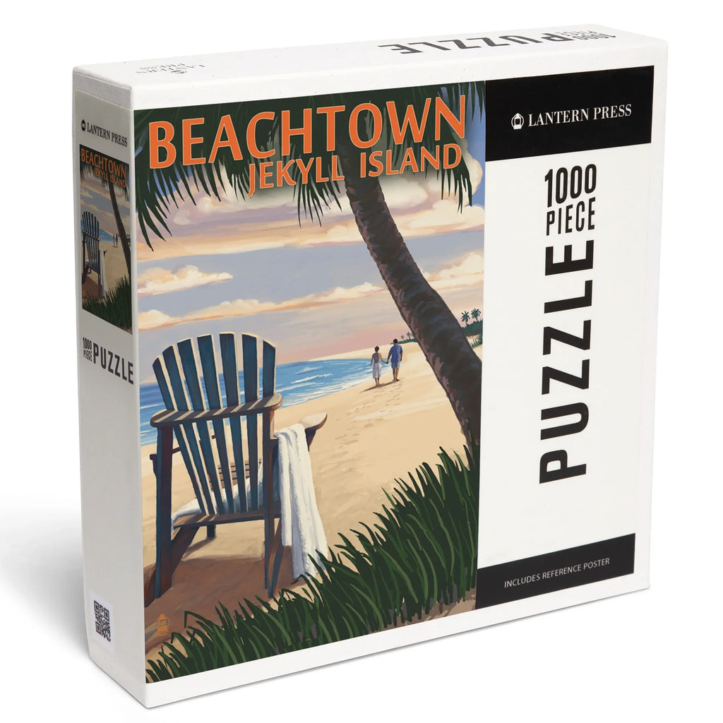 Lantern Press 1000 Piece Jigsaw Puzzle, Beachtown, Jekyll Island, Georgia, Adirondack Chair on the Beach