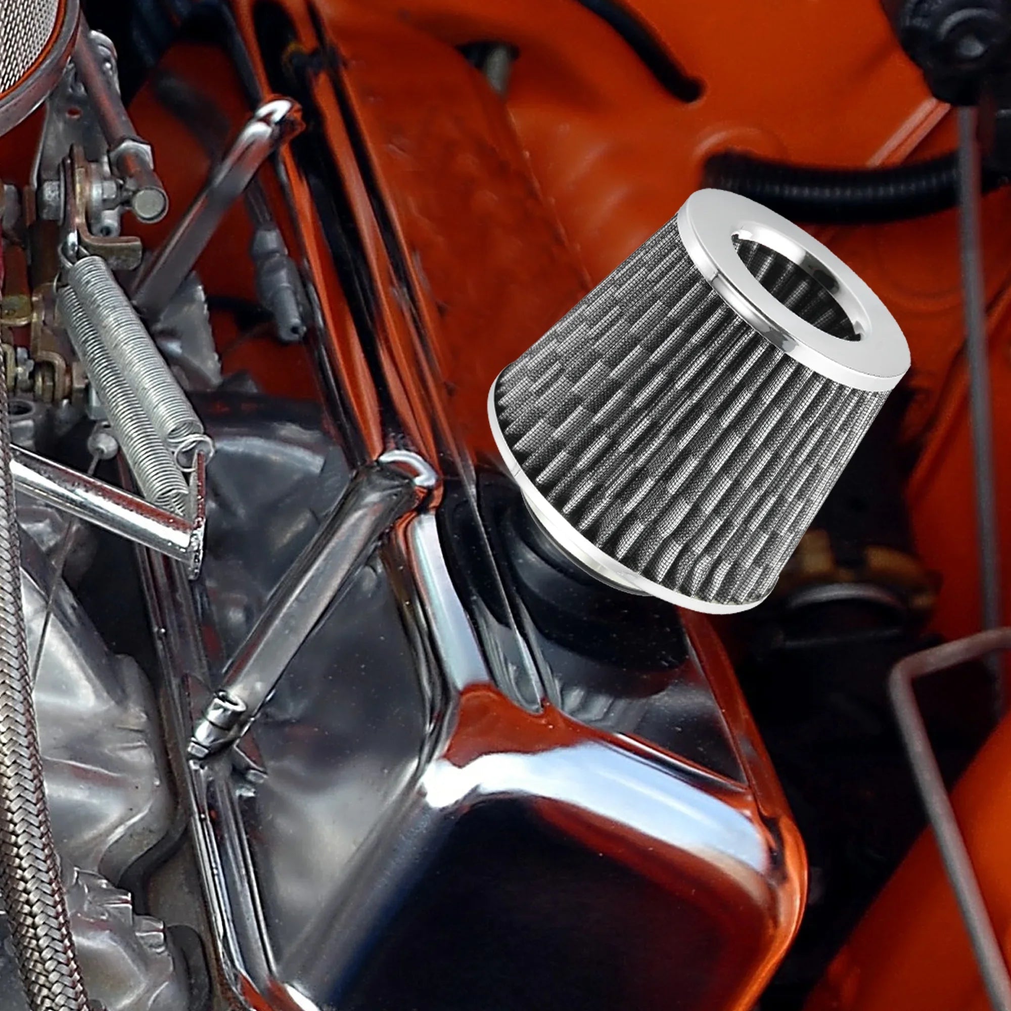 1pcs 2.7" 70mm Reducer Ring Inlet Cold Air Intake Cone Individuals Washable Clamp on Dry Air Filter Carbon Fiber Pattern