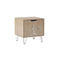 Modern Wooden Nightstand with Metal Legs and Dual Doors