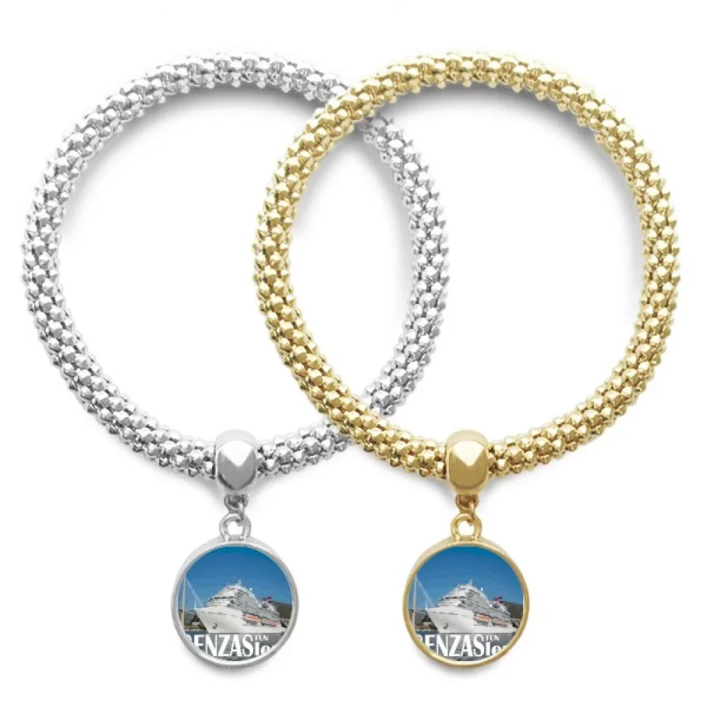 Giant Luxury Cruise Ship Poster Lover Bracelet Bangle Edge Jewelry Couple Chain