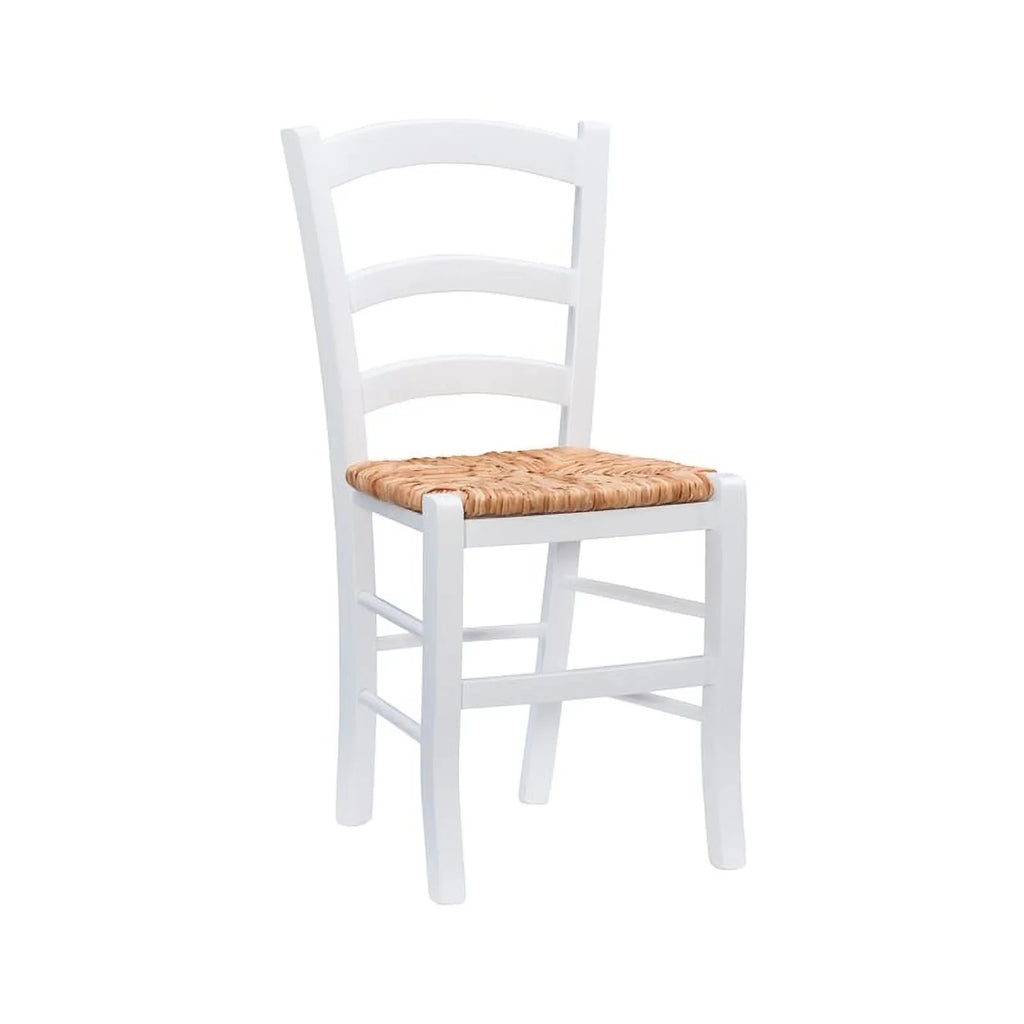 Linon Karsyn Set of Two Wood Side Chairs Ladder Back Rush Seat in White Finish