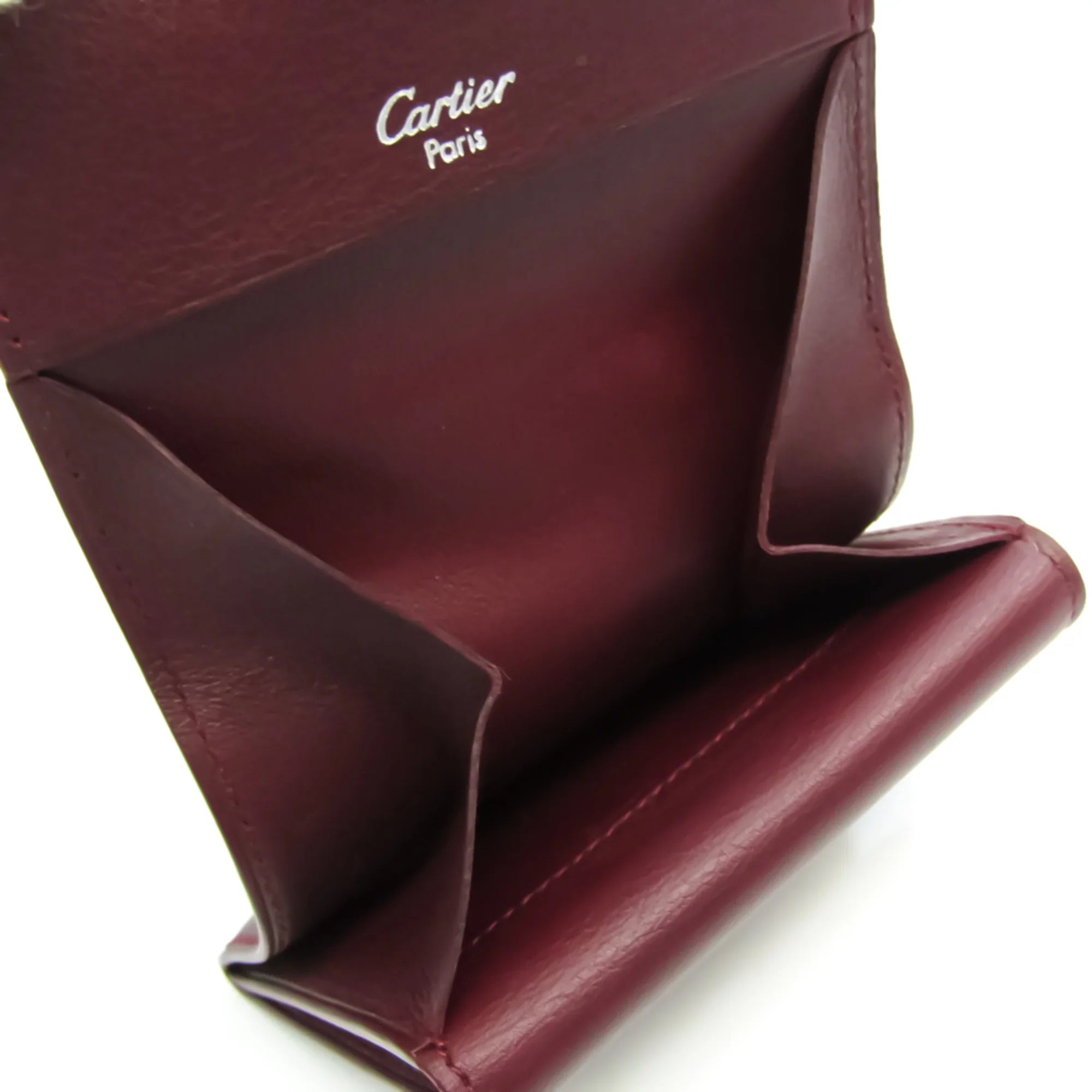 Pre-Owned Cartier Cabochon L3000570 Unisex Calfskin Coin Purse/coin Case Bordeaux (Good)