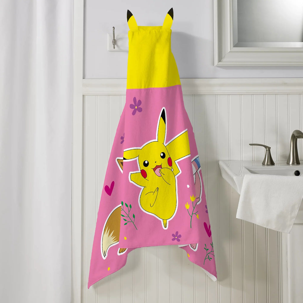 Pokemon Pikachu Kids Cotton Hooded Towel, Pink
