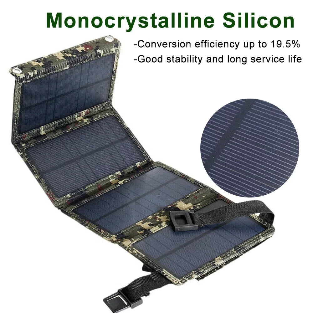 JLLOM 80W USB Solar Panel Folding Power Bank Outdoor Camping Hiking Phone Charger USA