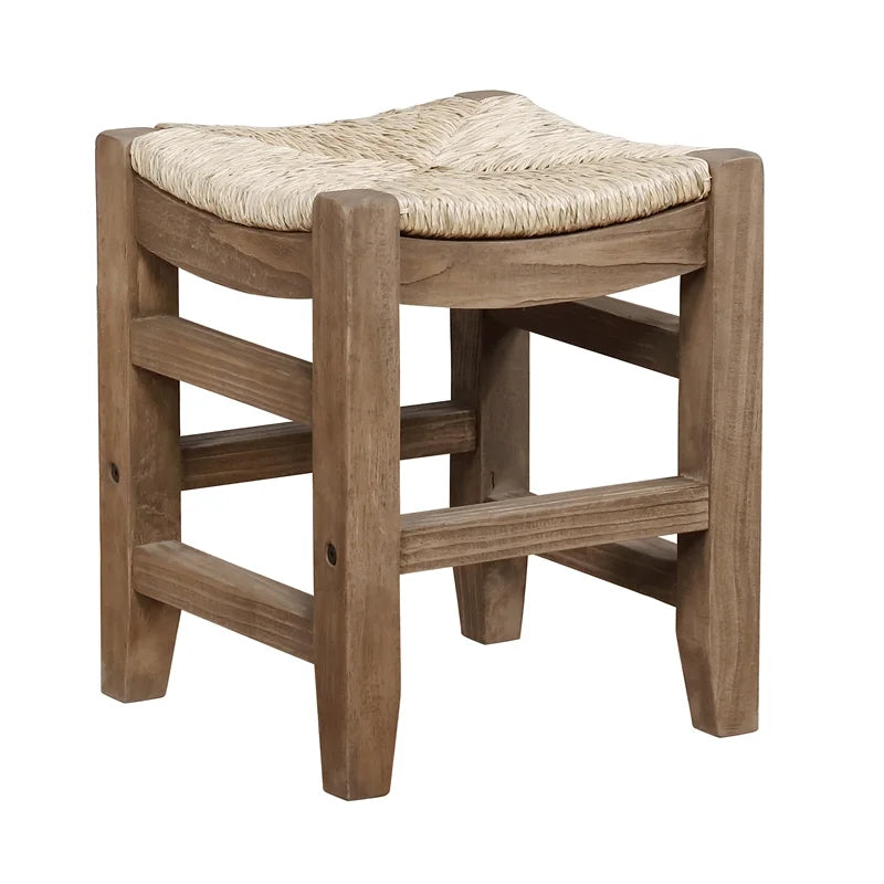 Alaterre Newport Set of Two 18"H Wood Stools with Rush Seats