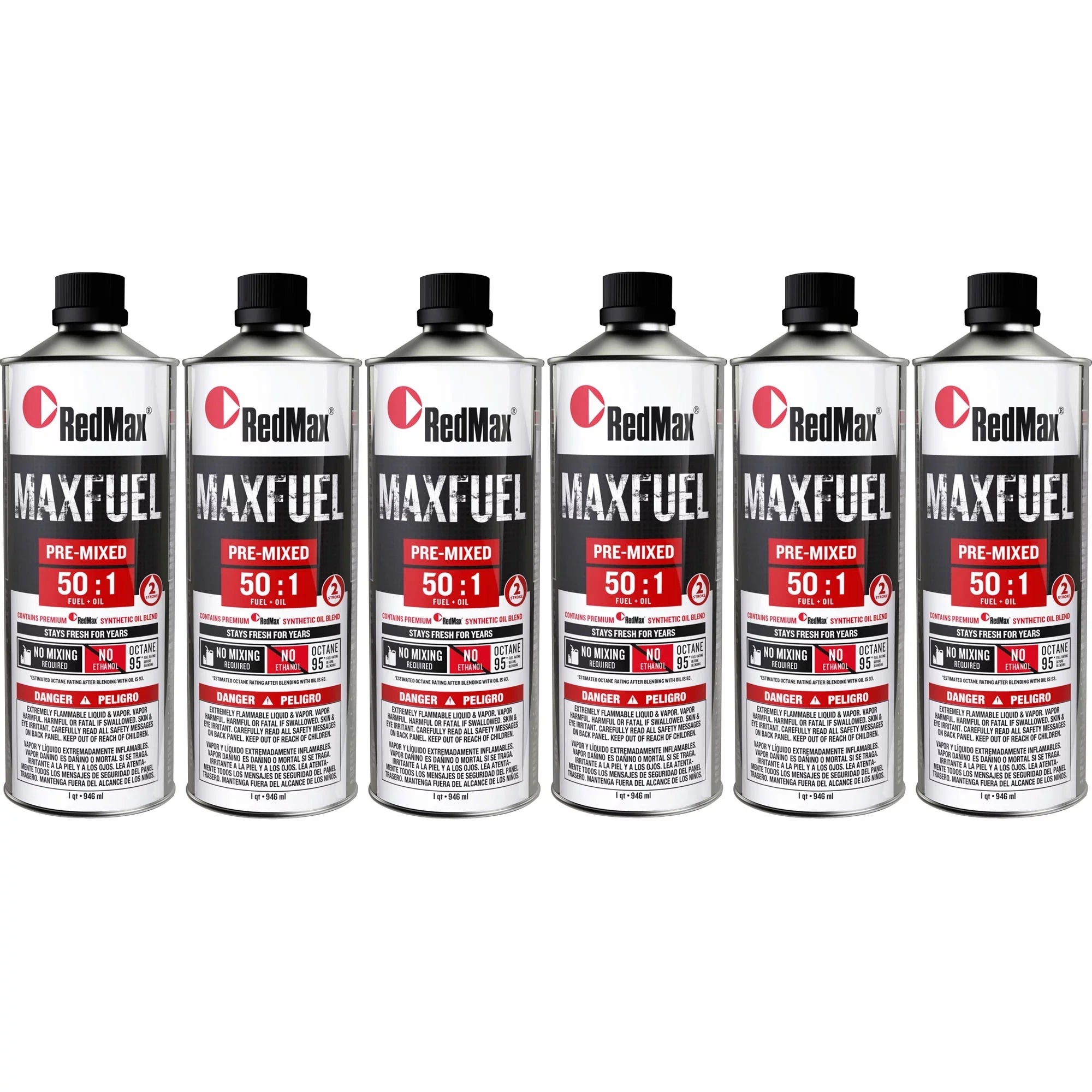 RedMax 581158801 Pre-Mixed 50:1 Fuel Oil 6 Quart Pack 2-Cycle Engines 94 Octane