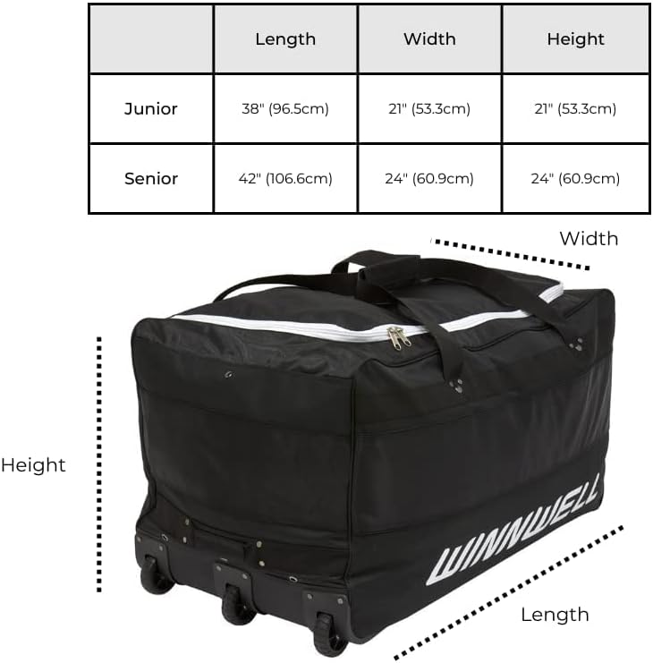 Winnwell Hockey Wheel Goalie Bag - Large Equipment Bag with Wheels to Store Goalie Gear - Made for Ice & Field Hockey Goalies