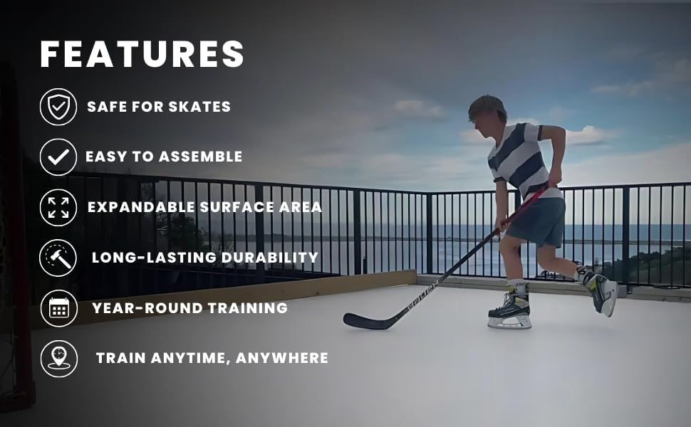 Potent Skateable Synthetic Ice Hockey Tiles (10 pcs per Box, 21.6 SQFT)