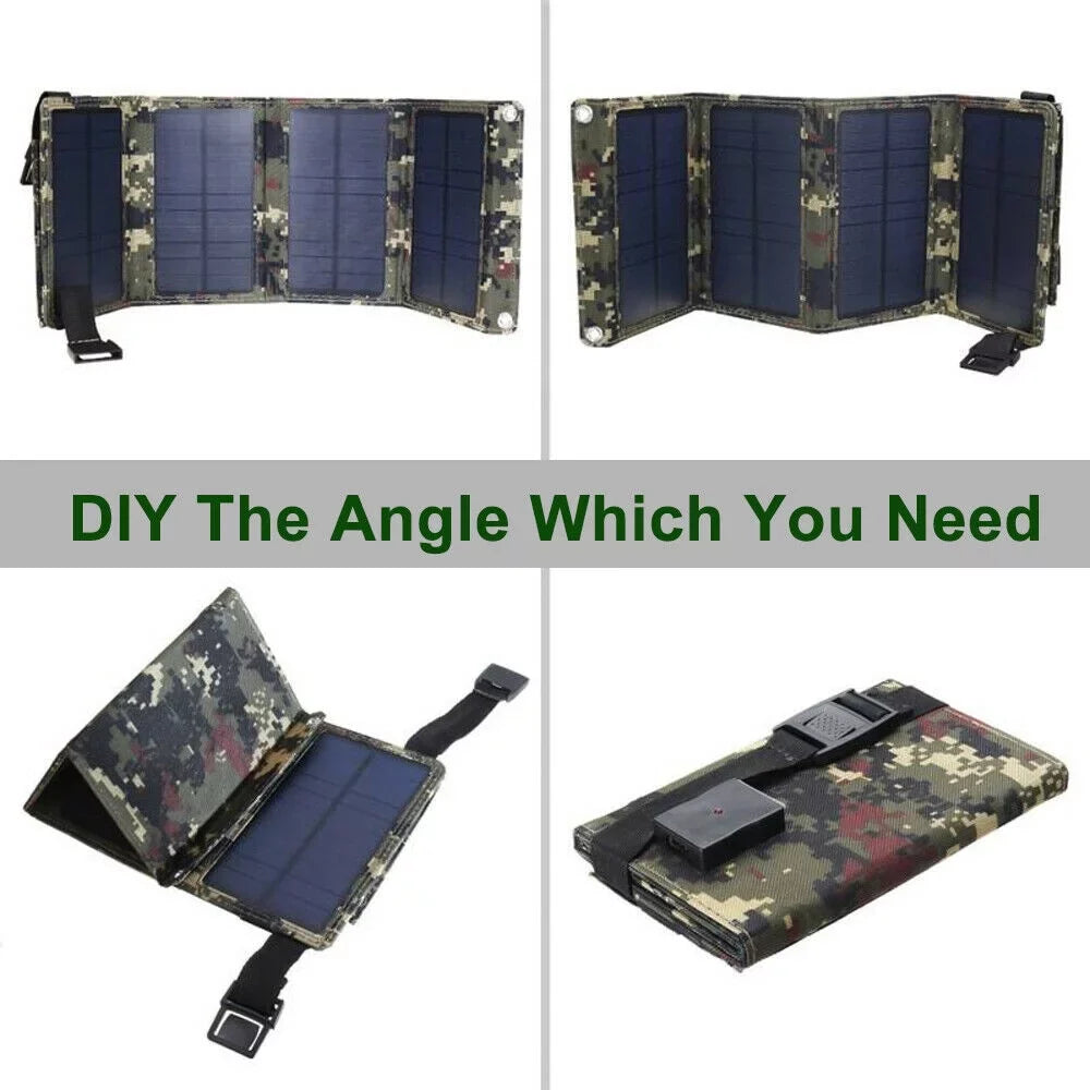 JLLOM 80W USB Solar Panel Folding Power Bank Outdoor Camping Hiking Phone Charger USA