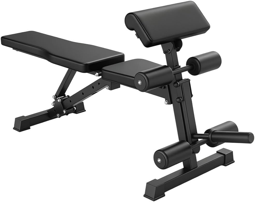 Adjustable Weight Bench with Preacher Curl Pad & Leg Developer, Multi-Functional Strength Training Bench for Home Gym, Incline/Decline/Flat Workout Bench for Full-Body Exercise