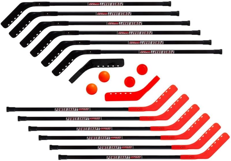 Cosom Junior Hockey Sticks for Floor Hockey and Street Hockey for Kids, Youth Hockey Set, PHYS Ed Hockey Equipment, Hockey Training