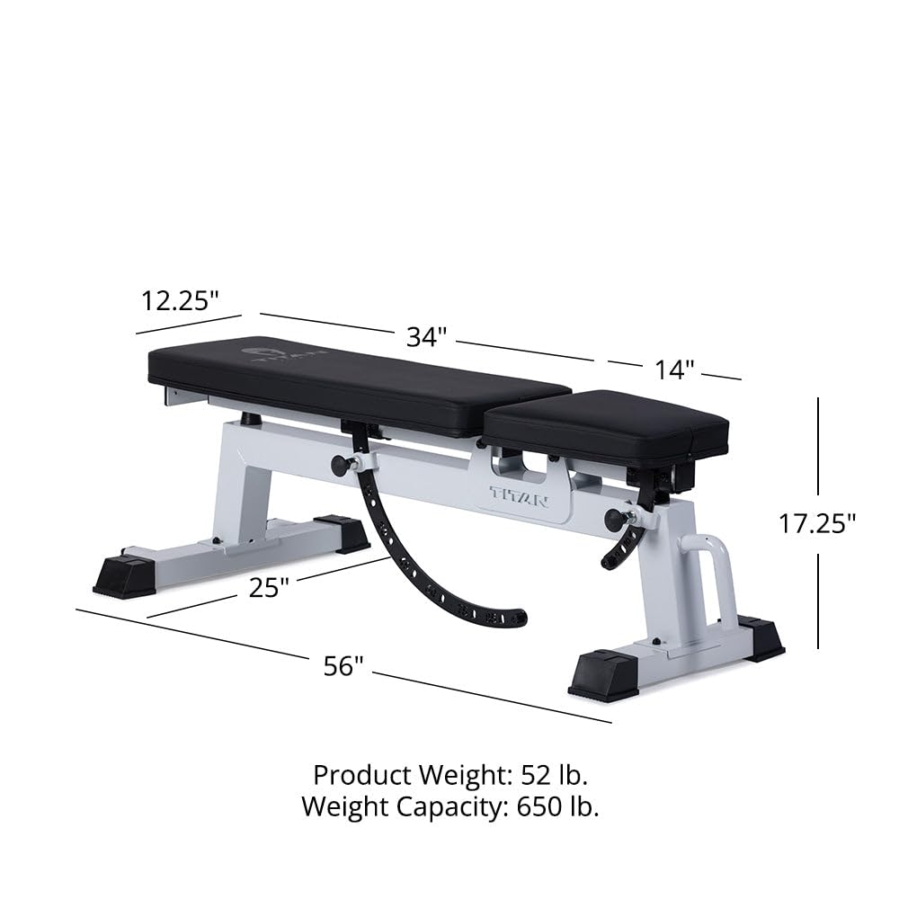 Titan Fitness Performance Series Adjustable Bench, Supports 650 LB Incline, Versatile Utility Bench for Home Gym Weightlifting, Strength Training, Flat, Incline, Upright Positions