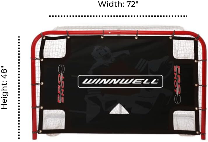Winnwell Proshot Hockey Shooting Target - 72" Goalie Training Shooter Tutor - with Four Mesh Pockets for Ice Hockey & Street Hockey Goals