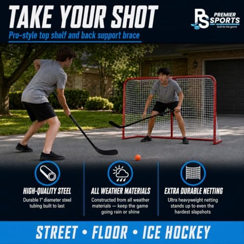 PS Bundle 54â Junior Steel Street Hockey Goal + 12-Pack Street Hockey Balls