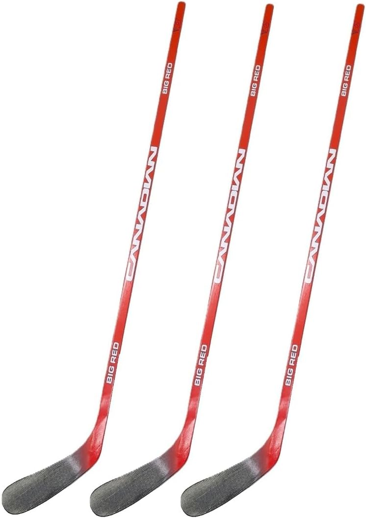 Fischer Canadian Big Red 3-Pack Hockey Sticks - Junior | 50 Flex, P92 Curve | Full ABS Off-Ice Blade, Wood Shaft | Junior, 3 Pack