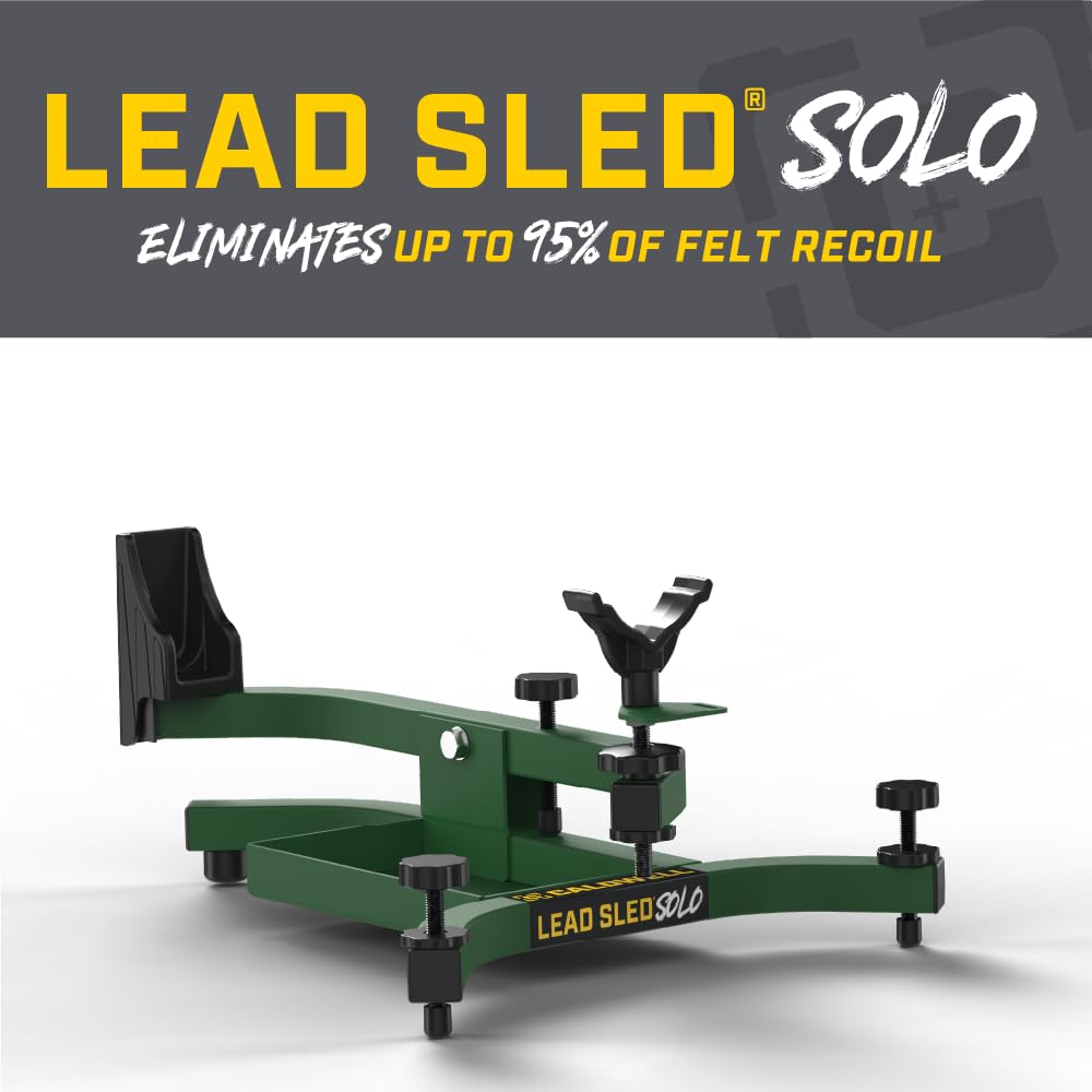 Caldwell Lead Sled Solo Shooting Rest with Offset Frame, Recoil Reducing Pad, Adjustable Front Rest, Heavy-Duty Steel, for Range Shooting, Hunting