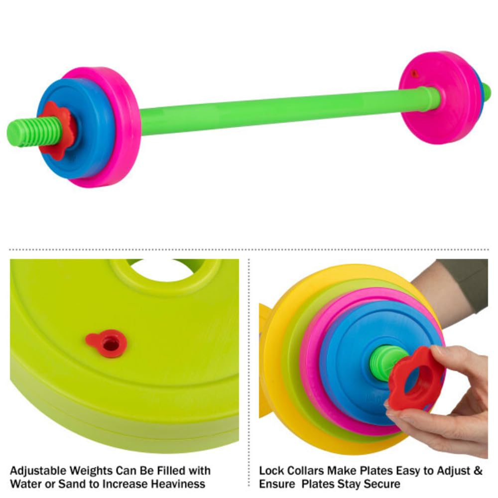 Hey! Play! Kids Exercise Equipment Collection: Strength Training, Cardio, Endurance, and Active Play Essentials - Kids Weight Bench Set