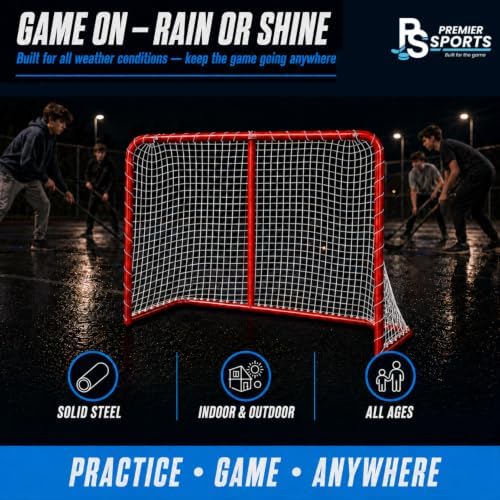 PS Bundle Hockey Flooring Tiles for Training - 15 Pack of 12 x 12â + 54â Junior Steel Street Hockey Goal