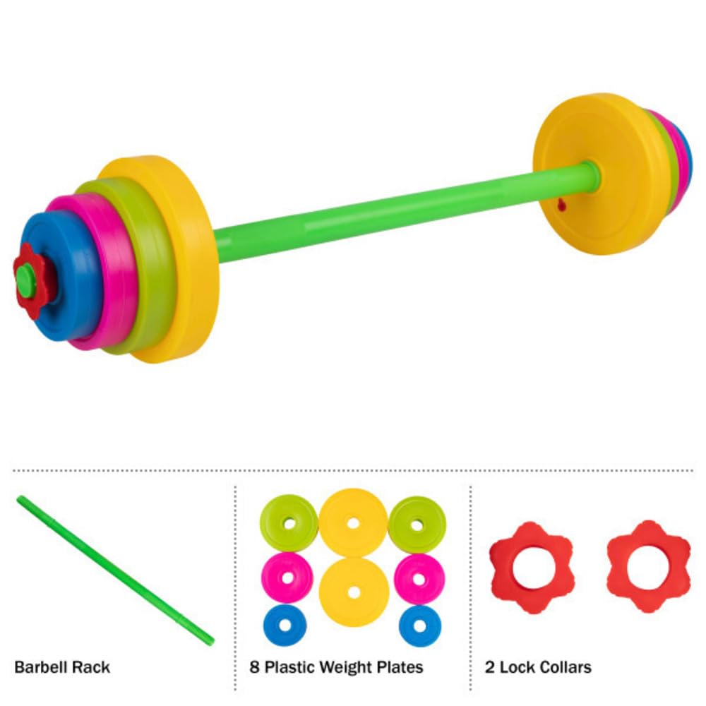 Hey! Play! Kids Exercise Equipment Collection: Strength Training, Cardio, Endurance, and Active Play Essentials - Kids Weight Bench Set