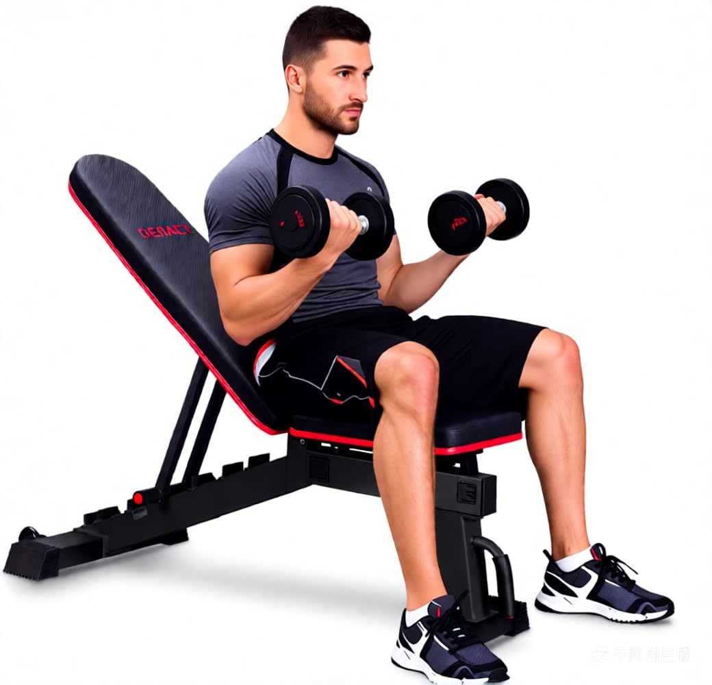 DERACY Adjustable Weight Bench for Full Body Workout, Incline and Decline Weight Bench for Indoor Workout, Home Gym