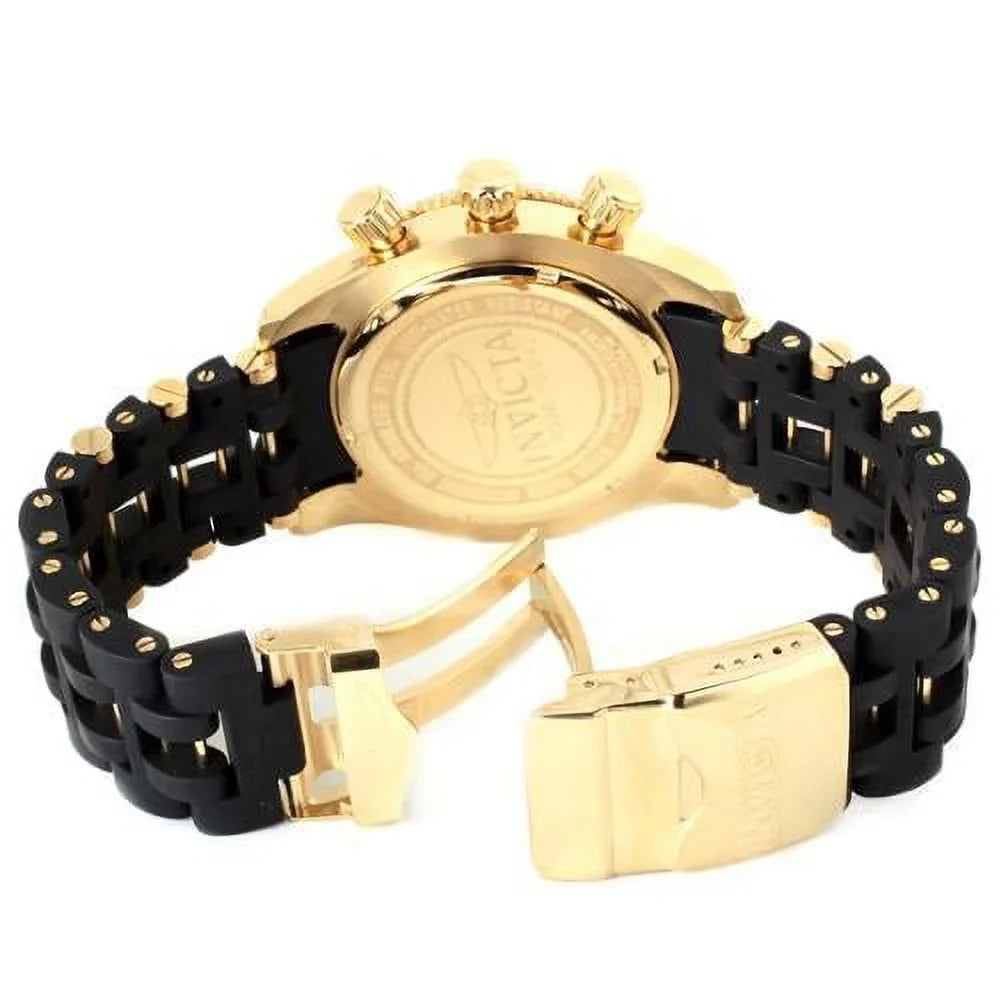 Invicta Gentlemen 0140 Spider Collection Gold Tone Dark Display Rubber Strap Chronograph Watch