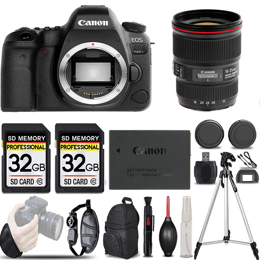Canon EOS 6D Mark II DSLR Camera +16-35mm f/4L IS USM Lens -LOADED KIT
