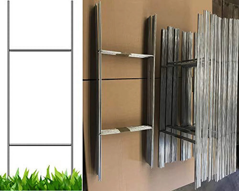 Stake, 50 Metal Stake 10x30 inch x 9 Gauge Galvanized Wire Stake use with 4mm Corrugated Plastic Sign 4mm or 5mm, Pack of 50 Pieces Stake 30'' Tall and 10'' Wide Ship Same Day