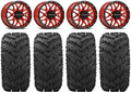 Raceline Krank 14" Red Wheels 28" Reptile Tires Kawasaki Mule Pro FXT