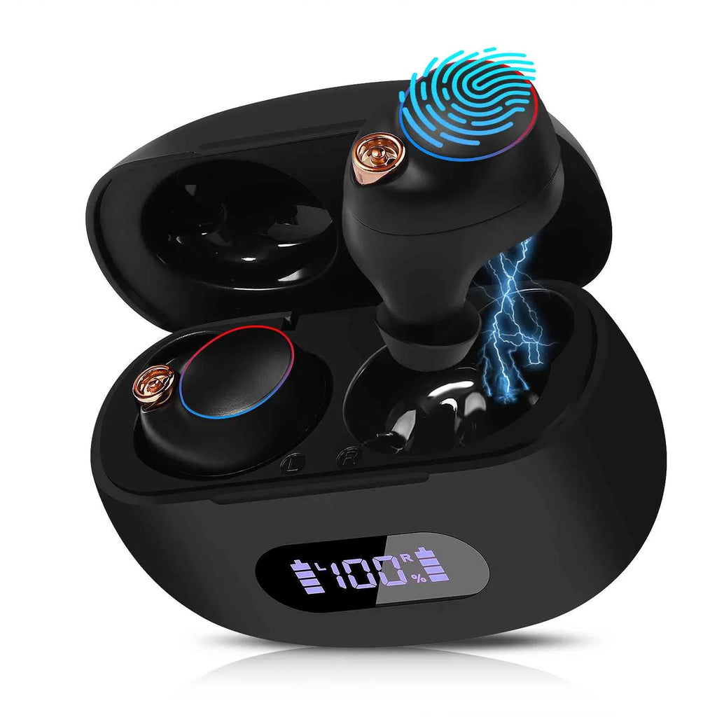 UrbanX True Wireless Bluetooth Earbuds + Charging Case, Midnight Dual Connect, IPX5 Water Resistance, Bluetooth 5.2 Connection, Balanced, Bass Boost Compatible with Amazon Fire HD 8 Plus (2020)