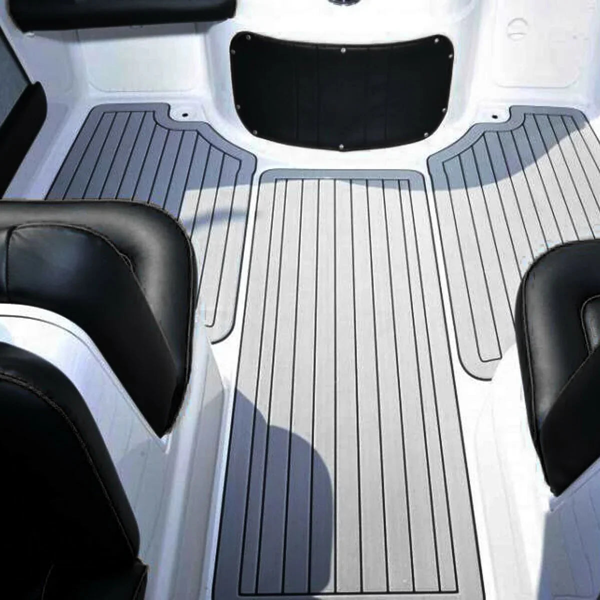 HJDECK EVA Foam Faux Teak Boat Decking Sheet/Carpet Self-Adhesive Non-Skid Fits for Sea Deck Marine Yacht RV Boat Flooring Mats/Decking Pad 94"x 35"