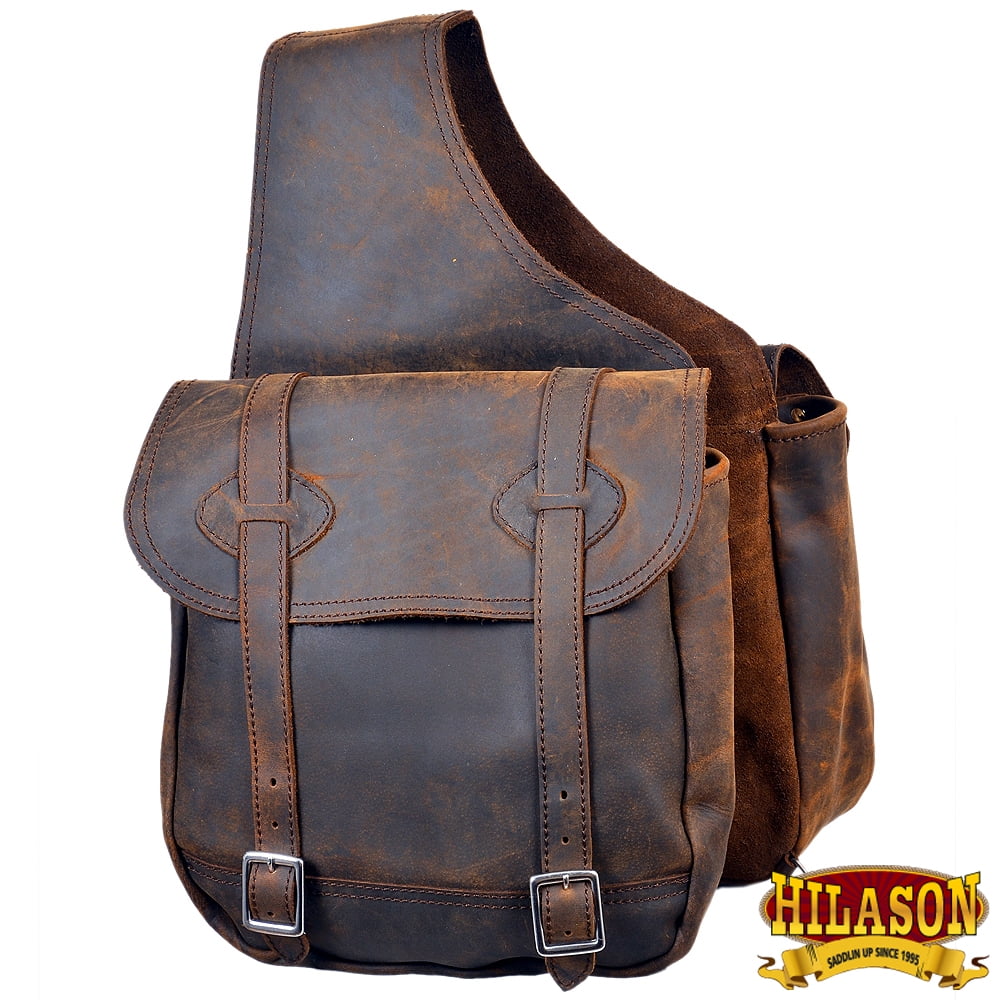 98HS Leather Horse Saddle BagÂ Leather Chap For Trail Hilason
