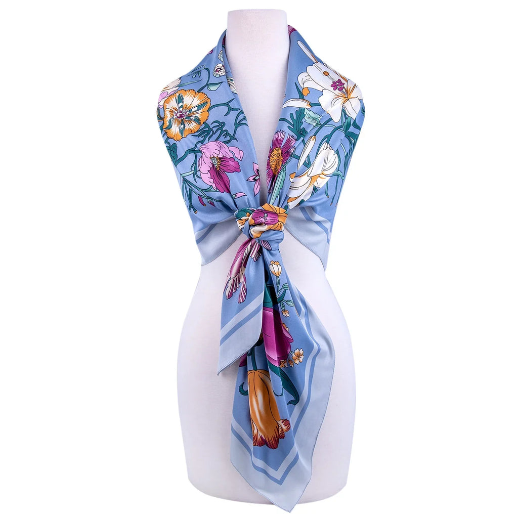 STP GOODS Evening Shawl and Wrap for Individuals Botany Lilac Silk Shawl 51x51'' (130 * 130 cm) Travel Scarf Tops Fashion Shawl for Wedding