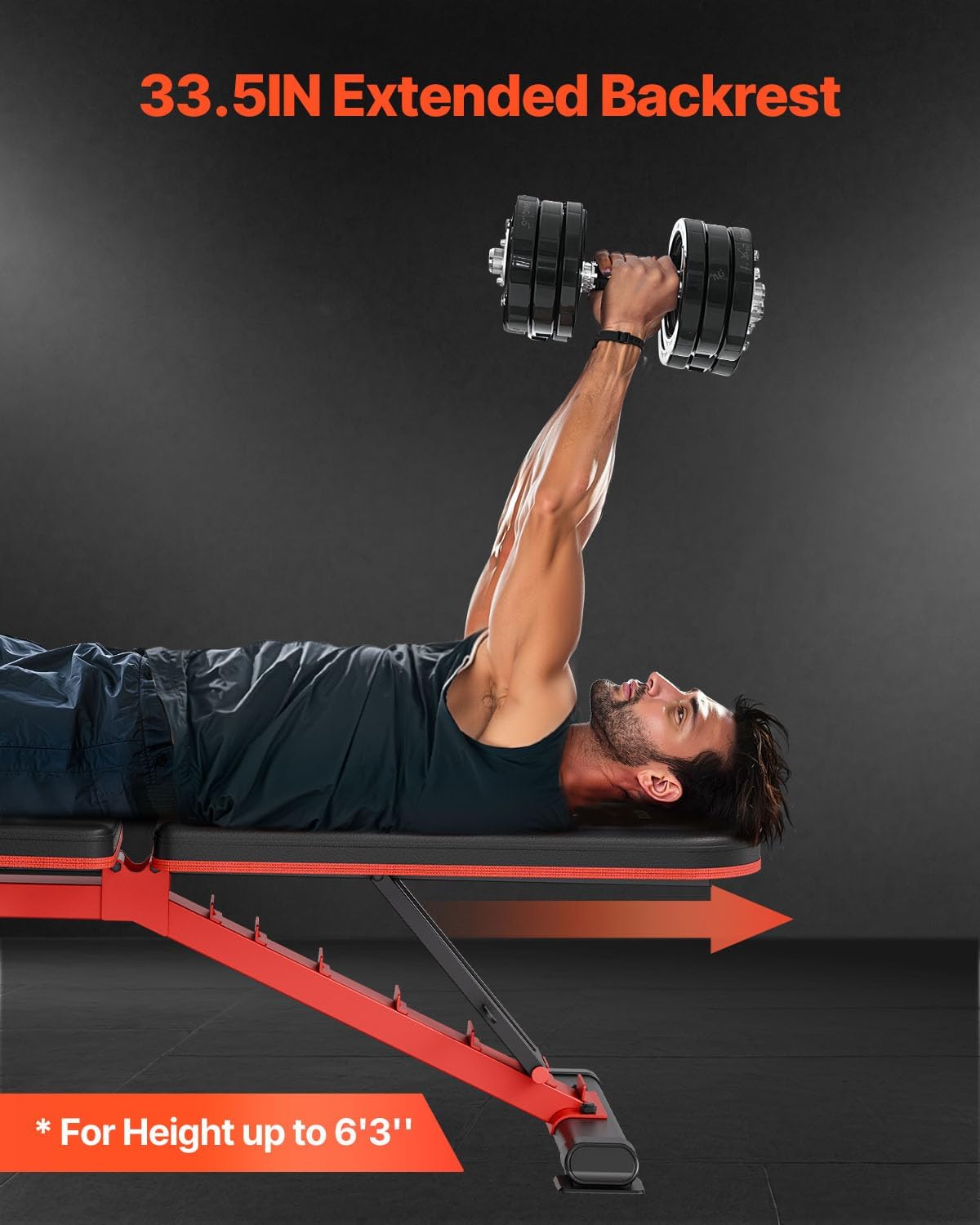 VEVOR Weight Bench, 1200lbs Heavy Duty Stable Weight Bench Press for Full Body Workout, Adjustable Exercise Sit up Bench for Home Gym Strength Training, Flat Bench with Quick Folding & Fast Adjustment