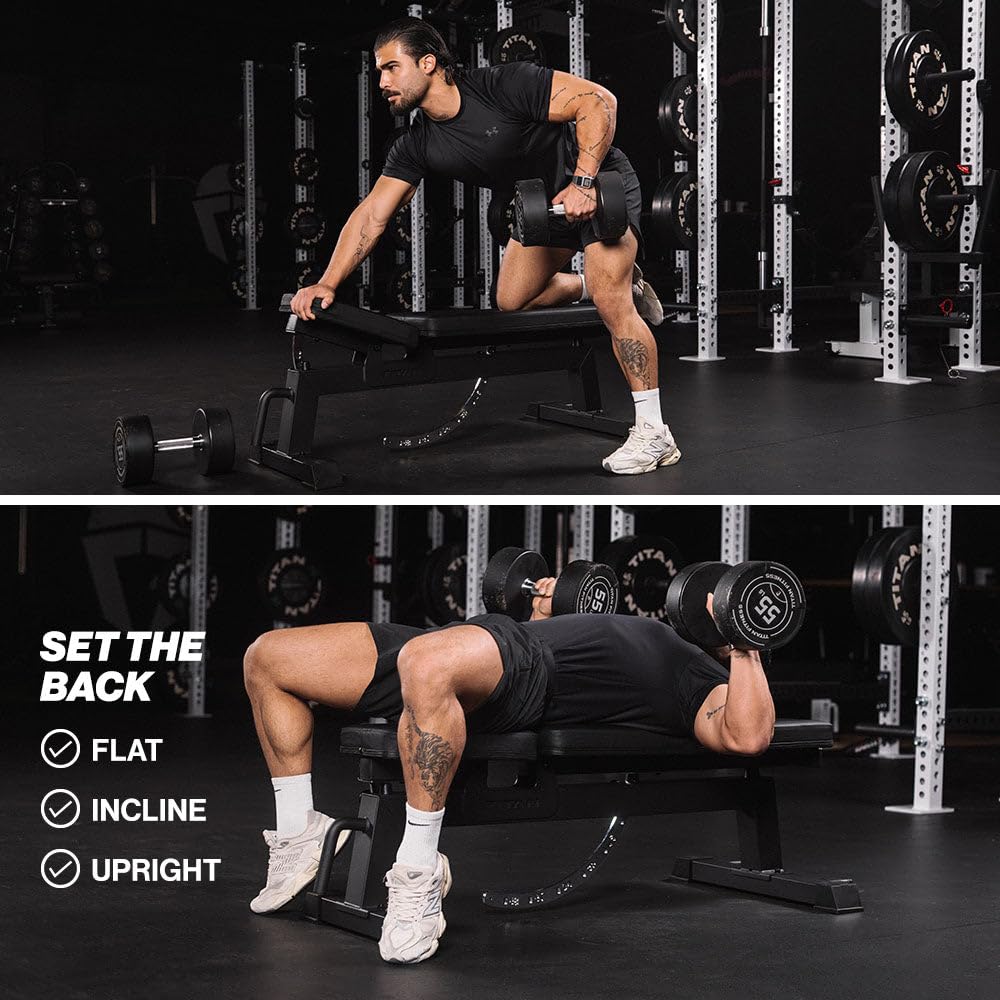 Titan Fitness Performance Series Adjustable Bench, Supports 650 LB Incline, Versatile Utility Bench for Home Gym Weightlifting, Strength Training, Flat, Incline, Upright Positions