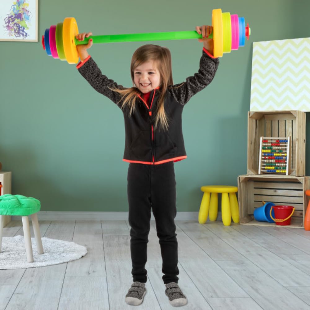 Hey! Play! Kids Exercise Equipment Collection: Strength Training, Cardio, Endurance, and Active Play Essentials - Kids Weight Bench Set