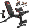 K KiNGKANG Foldable Weight Bench with Leg Curl, 1200 LBS Heavy Duty Workout Bench, 4-Level Adjustable Distance for All Heights, Multi-Position Incline Decline Exercise Bench with Dumbbell Rack for Home Gym