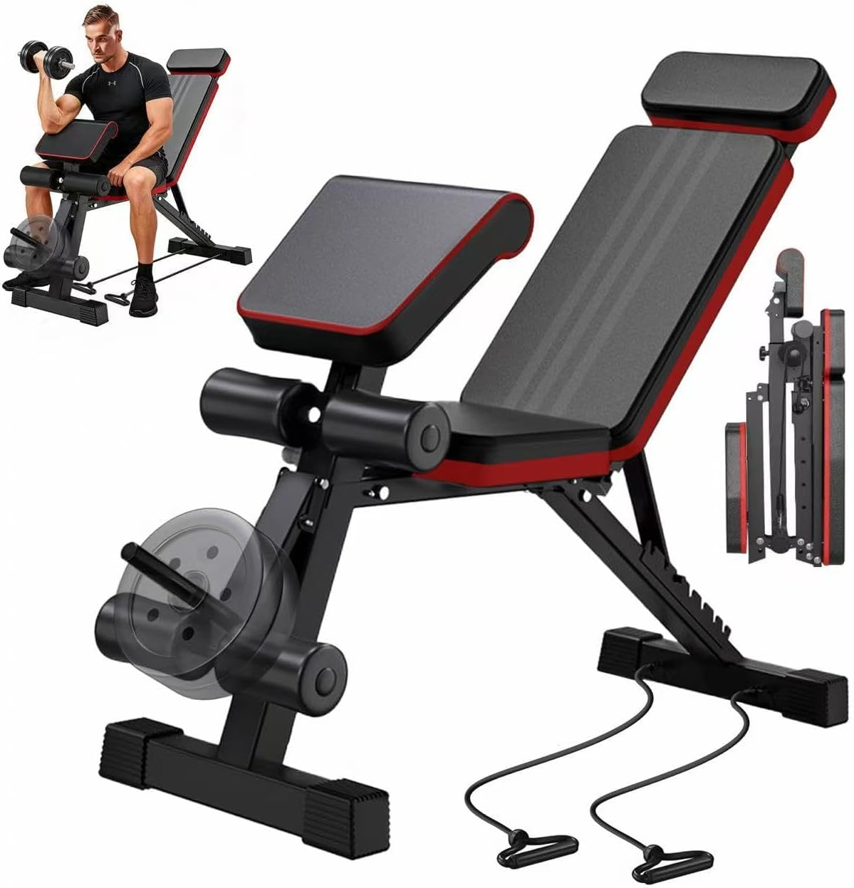 Adjustable Weight Bench with Leg Extension, 770LBS Foldable Bench Press