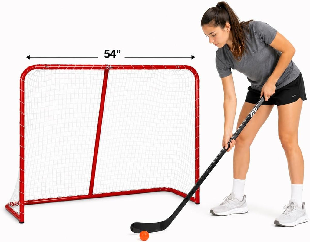 PS Bundle Hockey Flooring Tiles for Training - 15 Pack of 12 x 12â + 54â Junior Steel Street Hockey Goal
