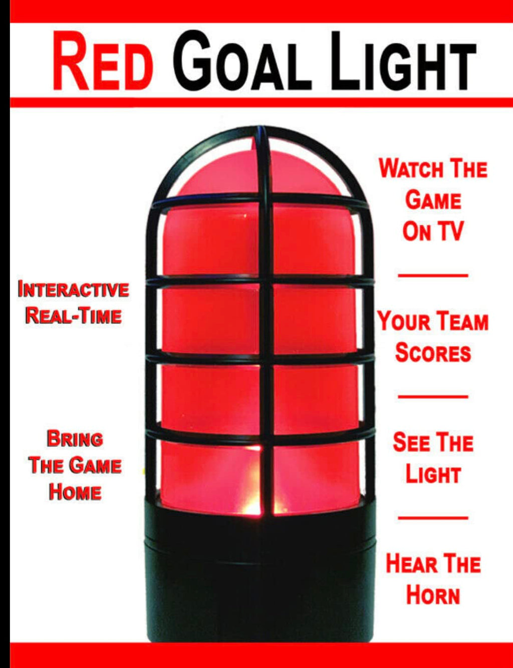 Hockey Goal Light All Sport Football Baseball Turns red When Your Team Scores. Linked to and Compatible with All Arena scoreboards, Works with Any Mobile Device on WiFi Network
