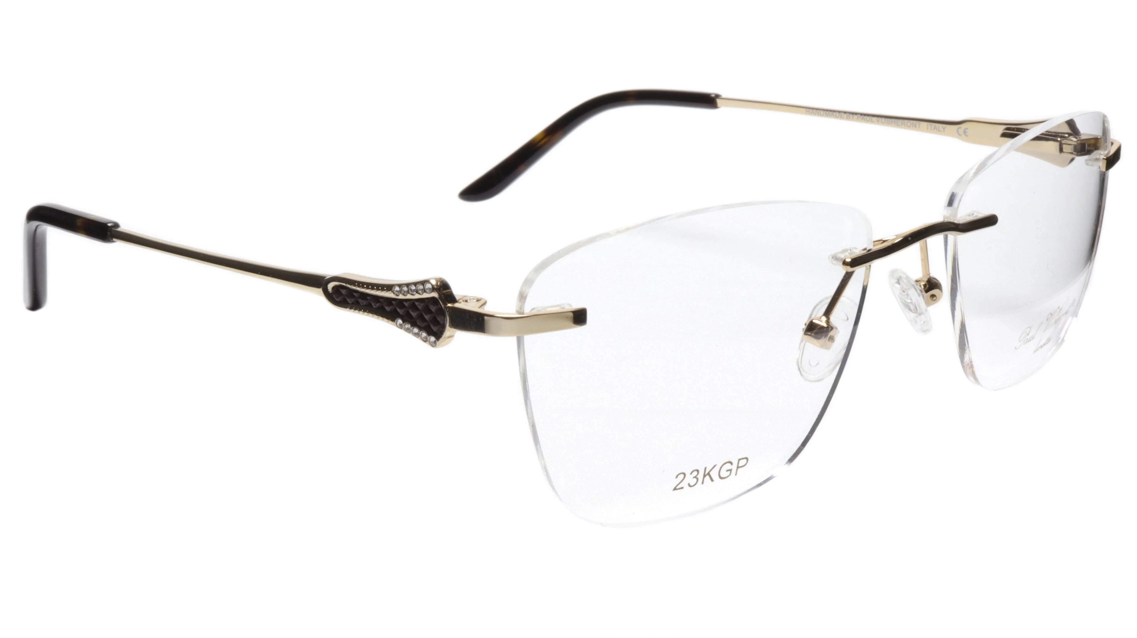 Paul Vosheront Tapered Square Gold & Ebony Acetate Optical Frame 52-18-135 37