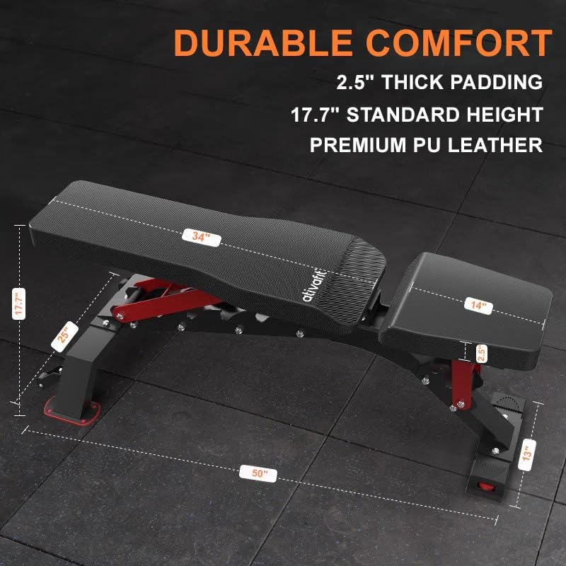 ATIVAFIT Adjustable Dumbbell Set with Workout Bench, 50/66/88 LB Pair with Quick Dial Adjustment & Safety Lock, Foldable Adjustable Weight Bench for Full Body Home Gym Strength Training, Space-Saving Fitness Equipment