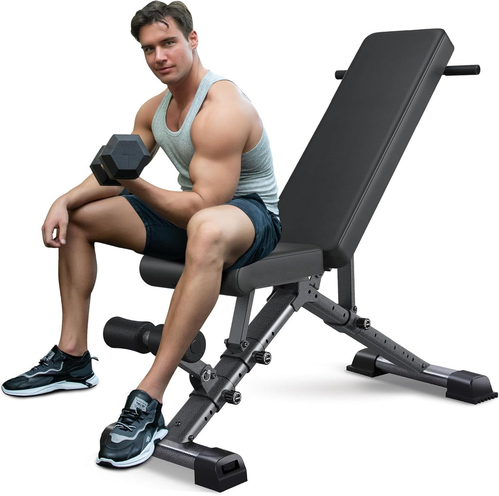 BARWING 900LBS Adjustable Workout Bench for Home Gym, Flat Foldable Weight Bench For Home Gym, 2025 Upgraded Adjustable Bench Press Set, Incline Decline Gym Bench For Full Body Exercise