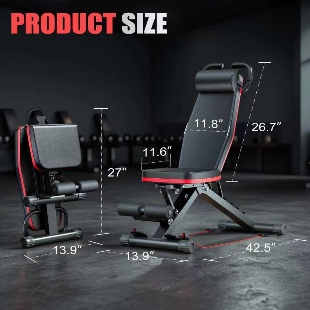ALSO GO 14in1 Adjustable Weight Bench for Home Gym, Foldable Workout Bench