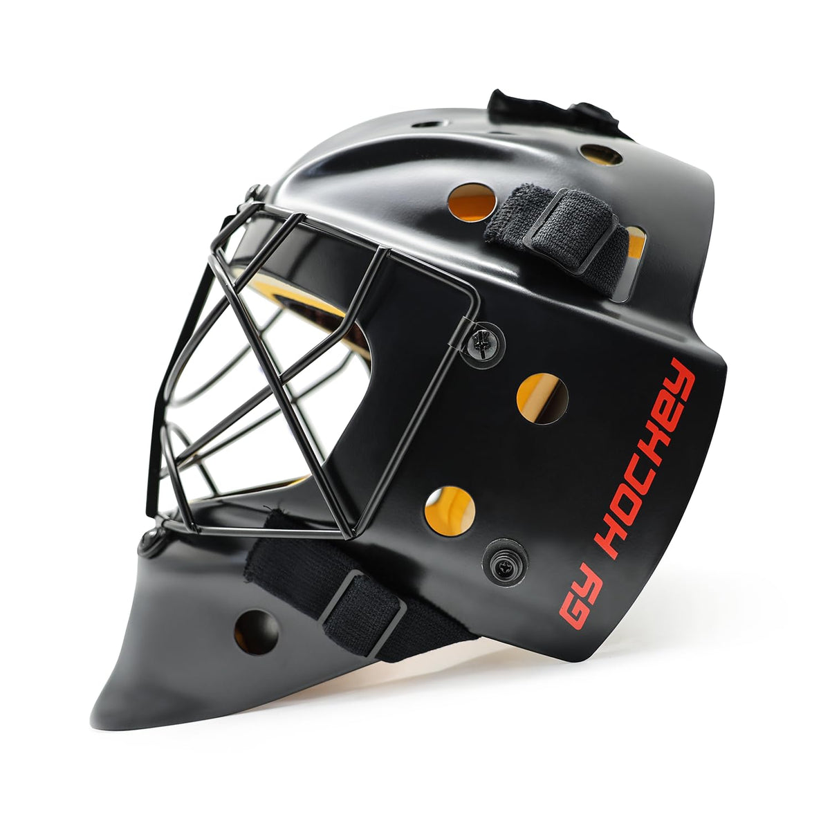 GY Hockey Helmet Combo with Facemask Senior Ice Hockey Goalie Helmet Adult/Cat-Eye Cage, Professional PC & ABS Shell/ 304 Stainless Steel Face Cage/Dual-Layer Lining