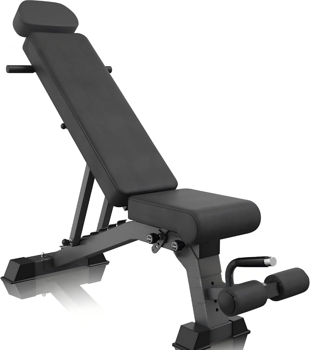 YOUTEN 1300 LB Weight Bench With Headrest Heavy Capacity | 9-4-4 90Â° Adjustable Incline Decline Exercise Chair for Home Gym More Stable and Durable | Foldable Training Lifting Bench | Dragon Flag Handle for Abdominal Arm Workout 2025 New Version
