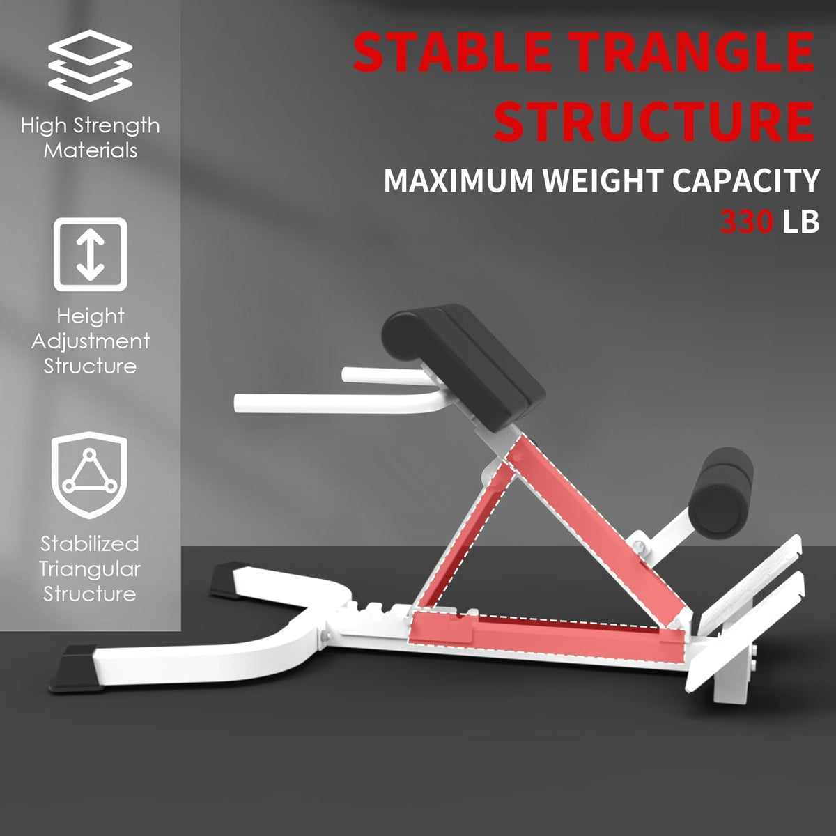 Garvee Adjustable Home Roman Chair, Multi-Angle Back Extension Bench, Abdominal Core Training Board with Foldable Anti-Slip Base