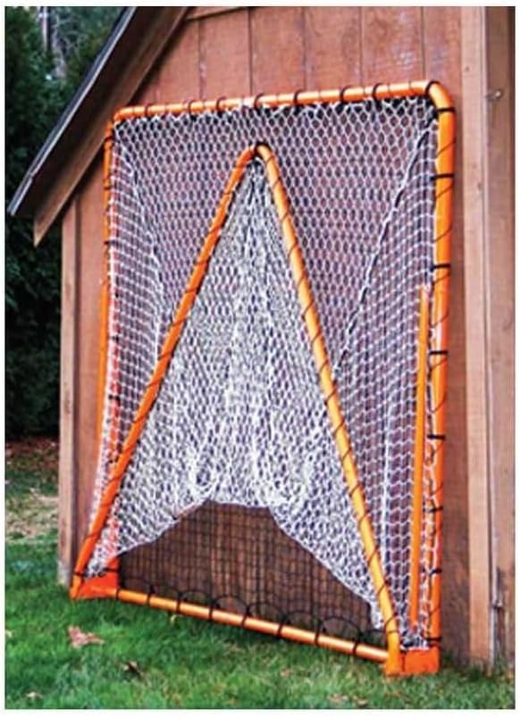 EZGoal 2â Professional folding 6' x 6' lacrosse Metal Goal with a Pro LAX Rocket Throwback Rebounder Trainer to Practice Your Passes and Catches, Orange, 6 x 6-Feet (87615)