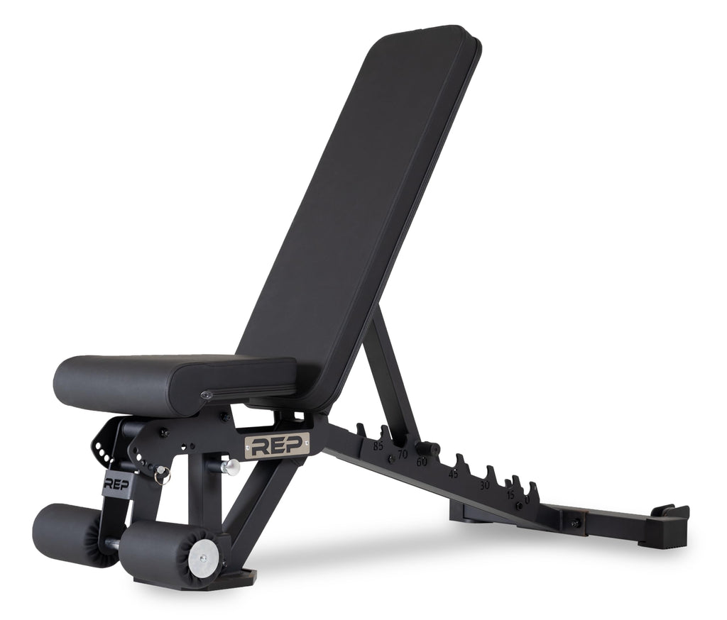 REP FID Foldable Weight Bench, Incline Decline Chair for Home Gym, Compact Portable Stationary Equipment, Heavy Duty Strength Training Platform, Adjustable Situp Dumbbell Workout Support, AB-3000